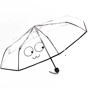 

Thickening Transparent Three Fold Rain Umbrella Japanese Cherry Blossom Plastic PVC Clear Umbrellas