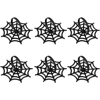 

Halloween Napkin Ring,Spider Web-Shaped Napkin Holders,Horror Costume Theme Party Supplies,Dinner Table Decorations 6Pcs