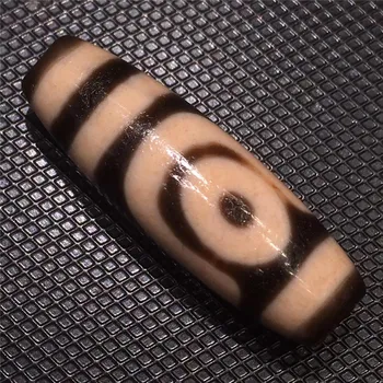 

200921-2 Two Eyes Cinnabar Spots Pure Stone Natural Agate Mysterious Amulet Tibetan Dzi Beads for Collections