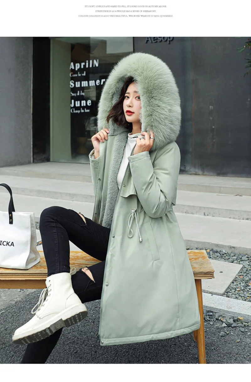 Winter Women Cotton Parkas Coats Faux Fur Hoody Lady Warm Outwear Overcoat LF2165 long puffer coat womens