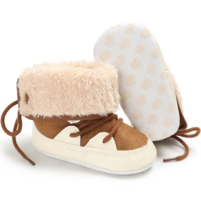 Зимняя одежда для малышей теплая одежда для девочек и мальчиков младенческие сапоги для снега мягкая подошва кроватки обувь из материала на основе хлопка