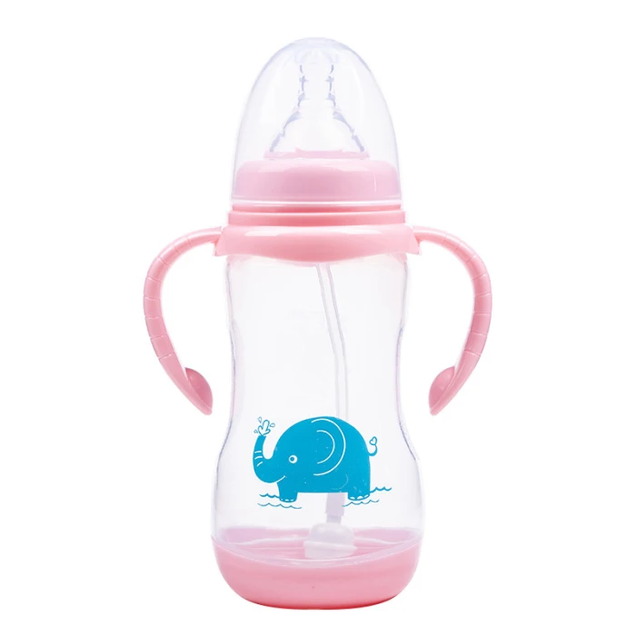 Детская бутылочка для кормления молока с противоскользящей двойной ручкой, крышка для чашки, соломенная бутылочка для воды для младенцев AN88