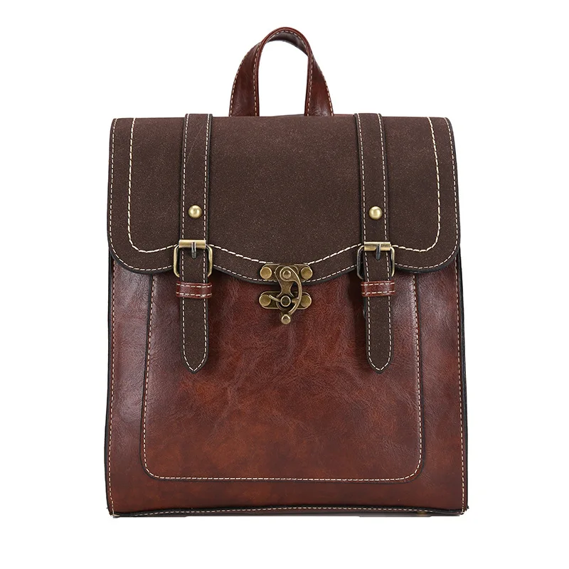 

retro women backpack school bags for teenager girls leather school backpack for women large Capacity mochila shoulder bag