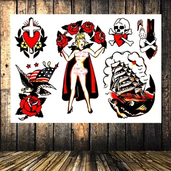 

Tattoo Pattern Flag Banner Cloth Art Retro Poster Tapestry Wall Sticker Hanging Painting Home Decoration 96x144 CM USN\USMC\USA