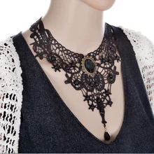 

1 Pc Women Black Lace Beads Choker Handmade Victorian Steampunk Style Gothic Collar Fashion Necklace Nice Gift For Women