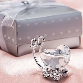 

New Creative Crystal Baby Carriage Newborn Birthday Gifts Toys Kids Baby Shower Favors Furniture Toys