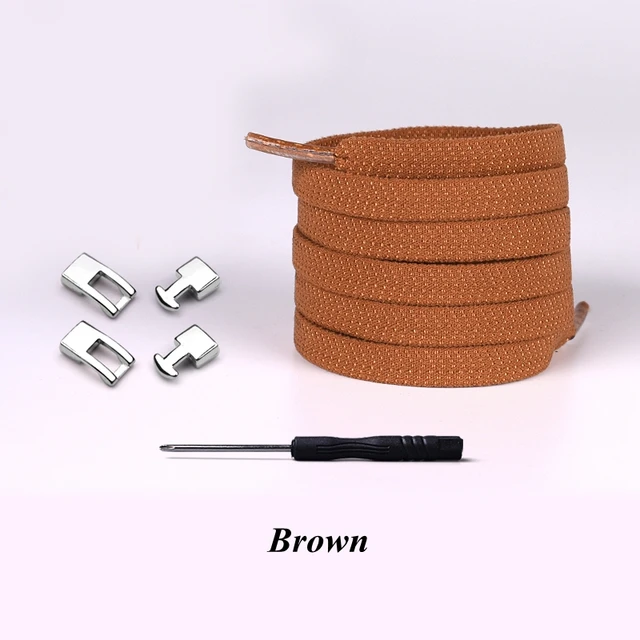 Elastic Cross buckle ShoeLaces New 1 Second Quick No Tie Shoe laces Kids Adult Unisex Sneakers Shoelace Lazy Laces Strings Brown