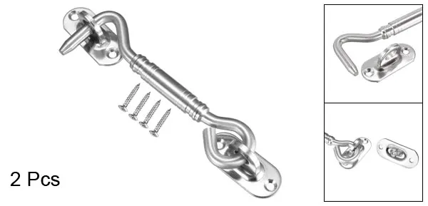 4.1 inch 2pcs Uxcell 1-4 шт. крюк для кабины с защелкой для ворот, двери, поворотный крючок для окна, двери из нержавеющей стали с крепежными винтами - Цвет: 4.1 inch 2pcs