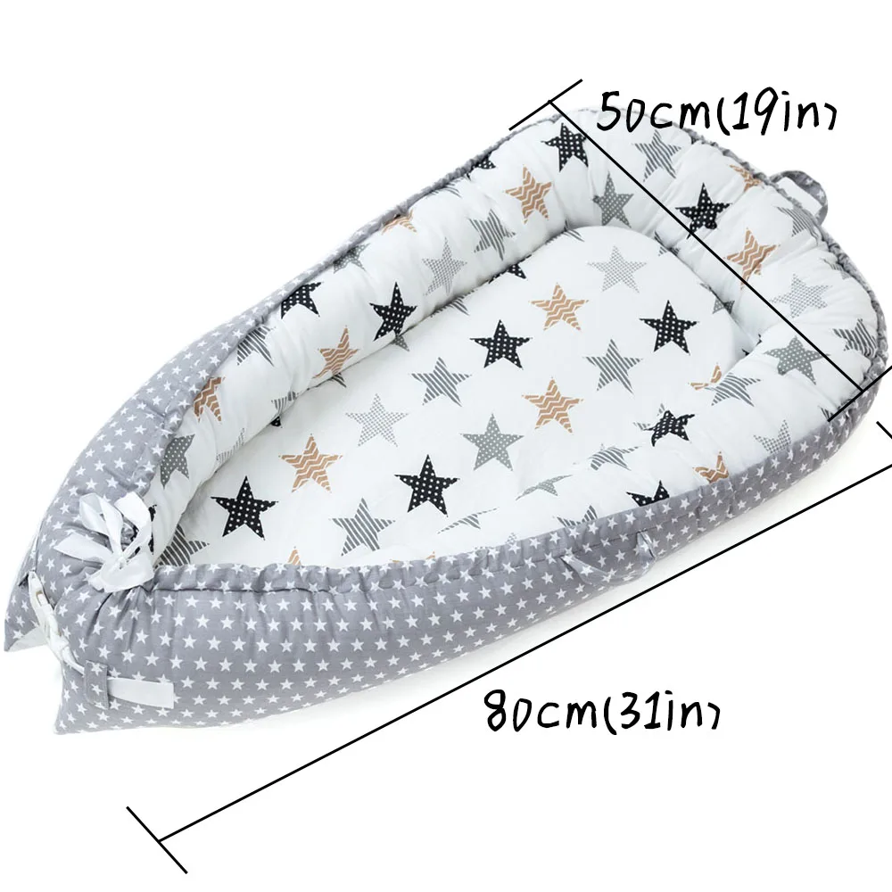 Grey Baby Nest Детское гнездо кровать люлька бампер детское гнездо кровать портативная кроватка дорожная кровать защита безопасности натуральный хлопок для младенцев HM0004 - Цвет: Grey Baby Nest