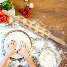 Выгравированная Скалка деревянная выпечка печенье, фондан, пирог легкий ролик тиснение для домашней кухни выпечки