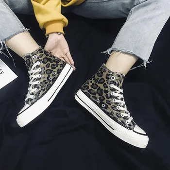 

Women's High-top Canvas Shoes Leopard Fashion Women's Shoes Soft Street High Top Sneakers Woman Shoes Sneakers Sports Shoes M-2