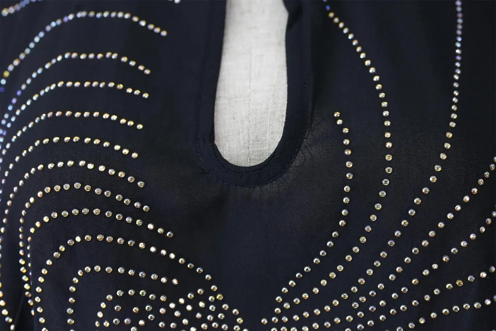 Африканская Женская длинная юбка Взрывная секция воротник стойка вихревой узор Горячая бурение шифоновое платье свободного кроя