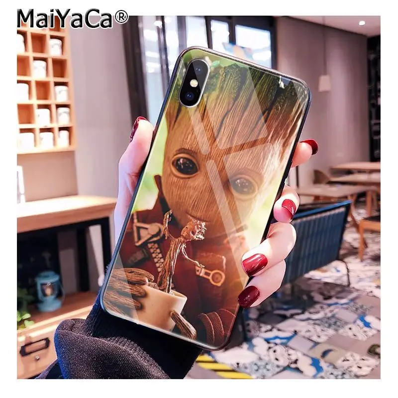 A8 MaiYaCa Guardian Rocket енот Грут Treeman закаленное стекло чехол для телефона iphone 11 Pro 11 Pro XR XS MAX 8X7 6S 6 Plus - Цвет: A8