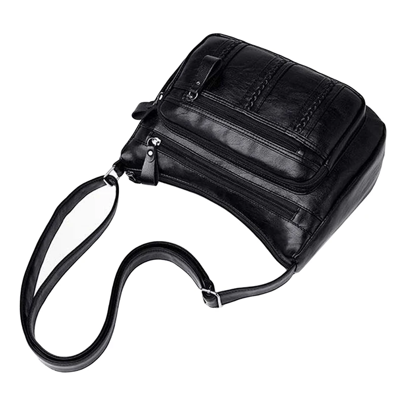 Designer Women Crossbody Bag Soft Pu Leather Shoulder Bag Good Quality Messenger Bag Small Size Purse Ladies Handbags Black Flap