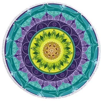 

Summer Beach Towels Retro Style Floral Printed Round Cotton Blanket Women Sandy Swimming Bath Towel Serviette De Plage