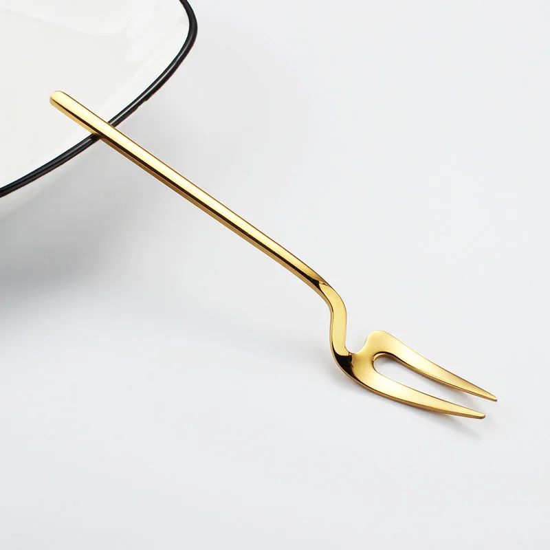Fork Gold Ложка с длинной ручкой совок для мороженного чая Ложка-мешалка для кофе фруктовый десерт вилка домашняя кухонная Декоративная посуда - Цвет: Fork Gold