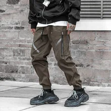 Харадзюку уличная одежда брюки мужские новые Светоотражающие молнии уличная джоггеры хип-хоп длинные брюки мужские брюки карго с эластичным поясом