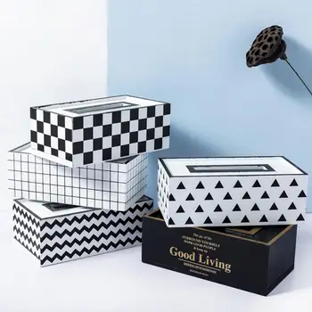 

None Simple Wooden Tissue Box Holder for Home Kitchen Napkin Storage