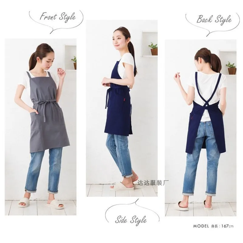 Pure Color Cooking Kitchen Apron for Woman Men Chef Waiter Cafe Shop BBQ Hairdresser Aprons Bibs Kitchen Accessory Print Logo