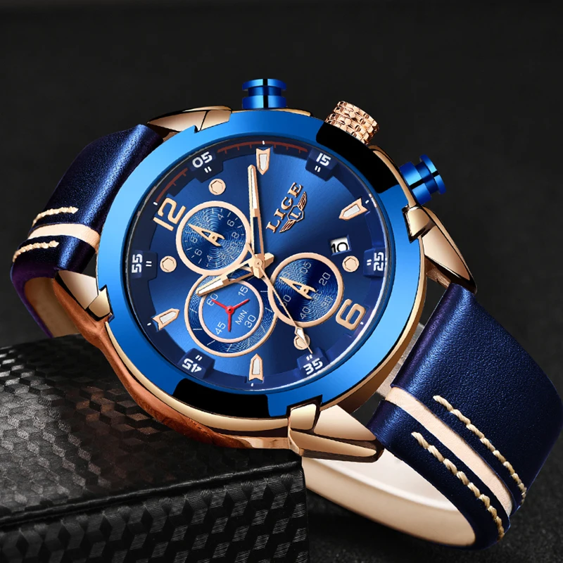 2019 LIGE Mens Watches Top Brand Luxury Sports Quartz Men Watch Waterproof Chronograph Wristwatch Date Clock Relogio Masculino