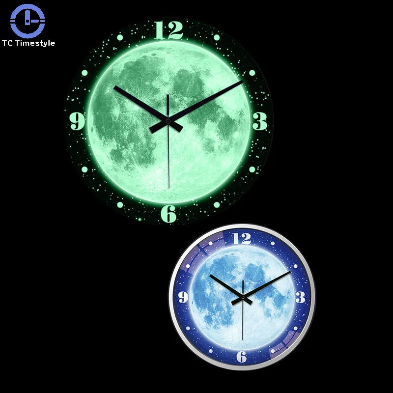Настенные часы 14 дюймов бесшумный ночник светящиеся для гостиной современный