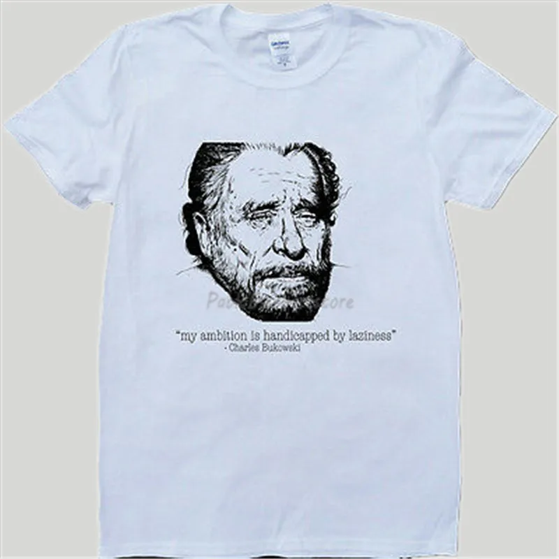 Летняя Мужская хлопковая футболка Charles Bukowski белая сделанная на заказ мужская