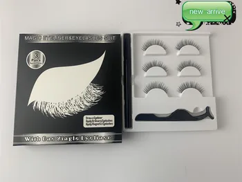 

New arrive 3 pair lash mink eyelash magnetic eyeliner pencil eyeliner with tweezers fake eyelashes with shipping free