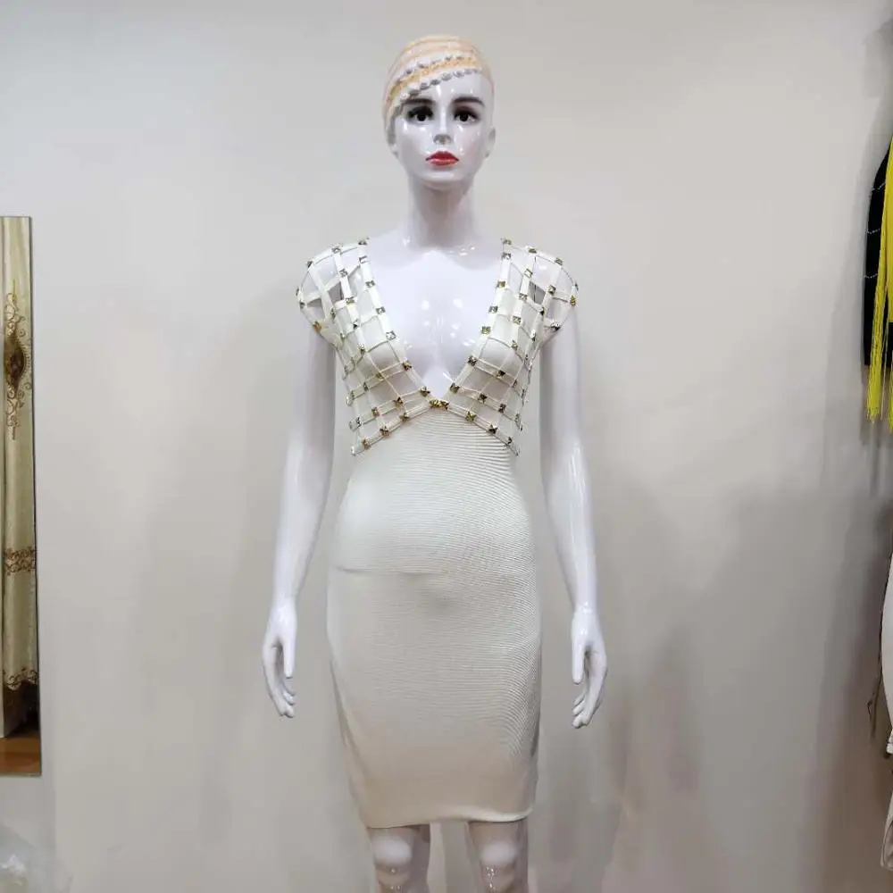 Сексуальное женское Бандажное платье с глубоким v образным вырезом летнее