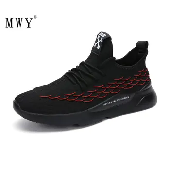 

MWY Fish Scales Shoes Men Flying Woven Platform Sneakers Running Shoes Men Comfortable Sport Shoes Plus Size Zapatillas Hombre