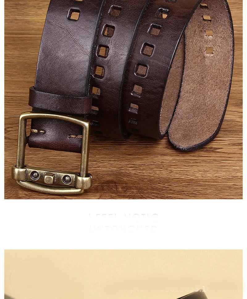 Smooth Pin Buckle Belt Male Individual High Quality Genuine Leather Belts Pure Copper Cowhide Youth Yetro Vintage Jeans Belt blue leather belt