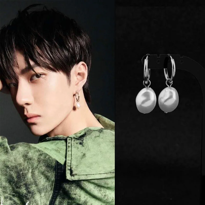 Boys KPOP Stainless Steel Stud Earring Irregular pearls Pendant Ear Clip Grunge Punk Girls Women Men Earrings Party Gifts hoop earrings stud earrings dangle earrings