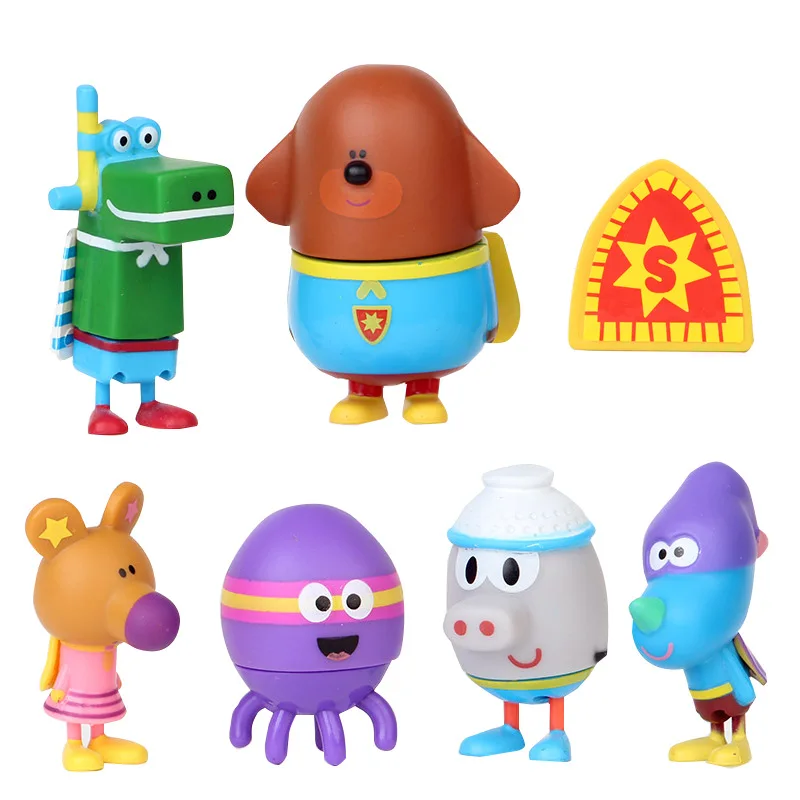 6 шт./компл. аниме Duggee фигурка игрушки Эй Duggee носорога вомбат Осьминог Аллигатор Бегемот ПВХ фигурки животных модель куклы Подарки