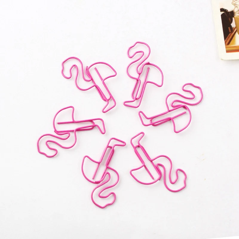 24Pcs/lot Beautiful Flamingo Bookmark Planner Paper Clip Metal Material Bookmarks for Book Stationery School Office Supplies
