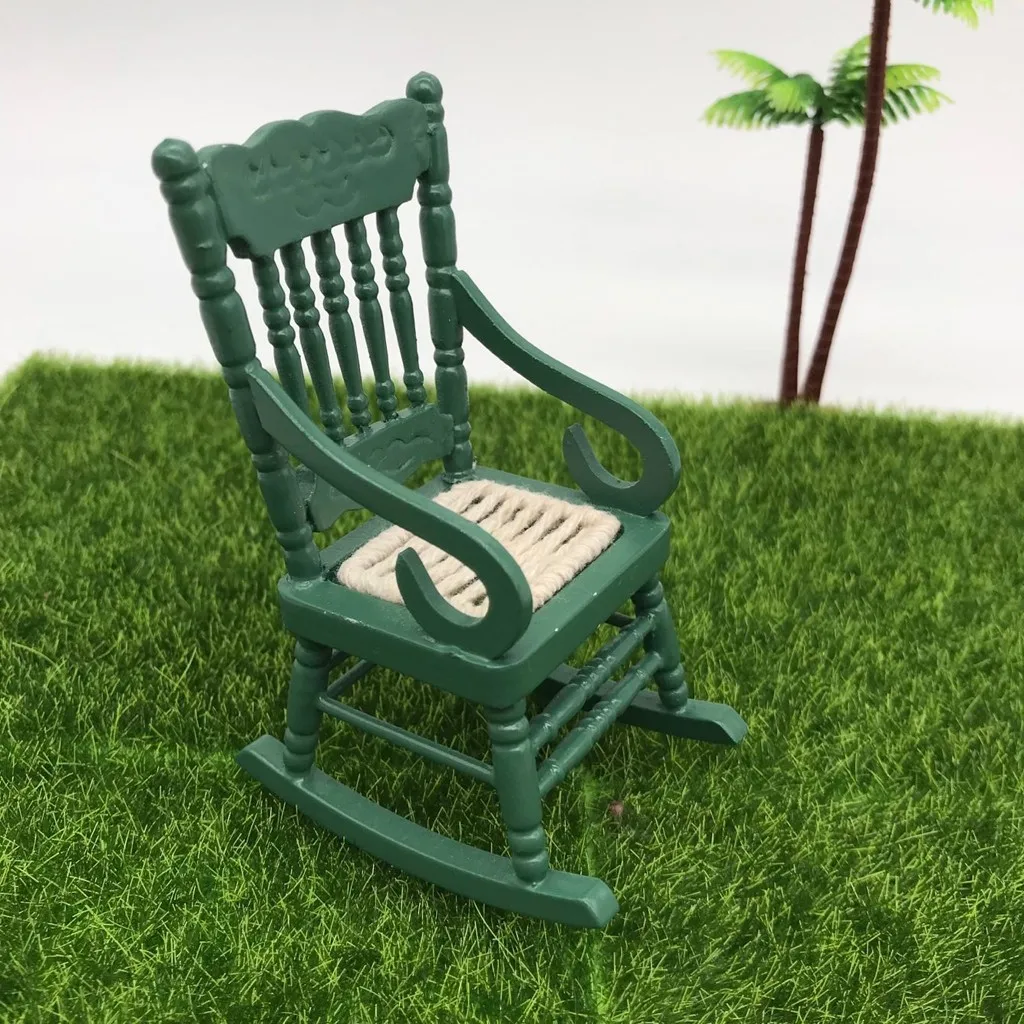 

1:12/Doll House Mini Scene Mode Miniature Wooden Rocking Chair Pretend Toys Simulation Doll House Accessories Kids Toy M840#