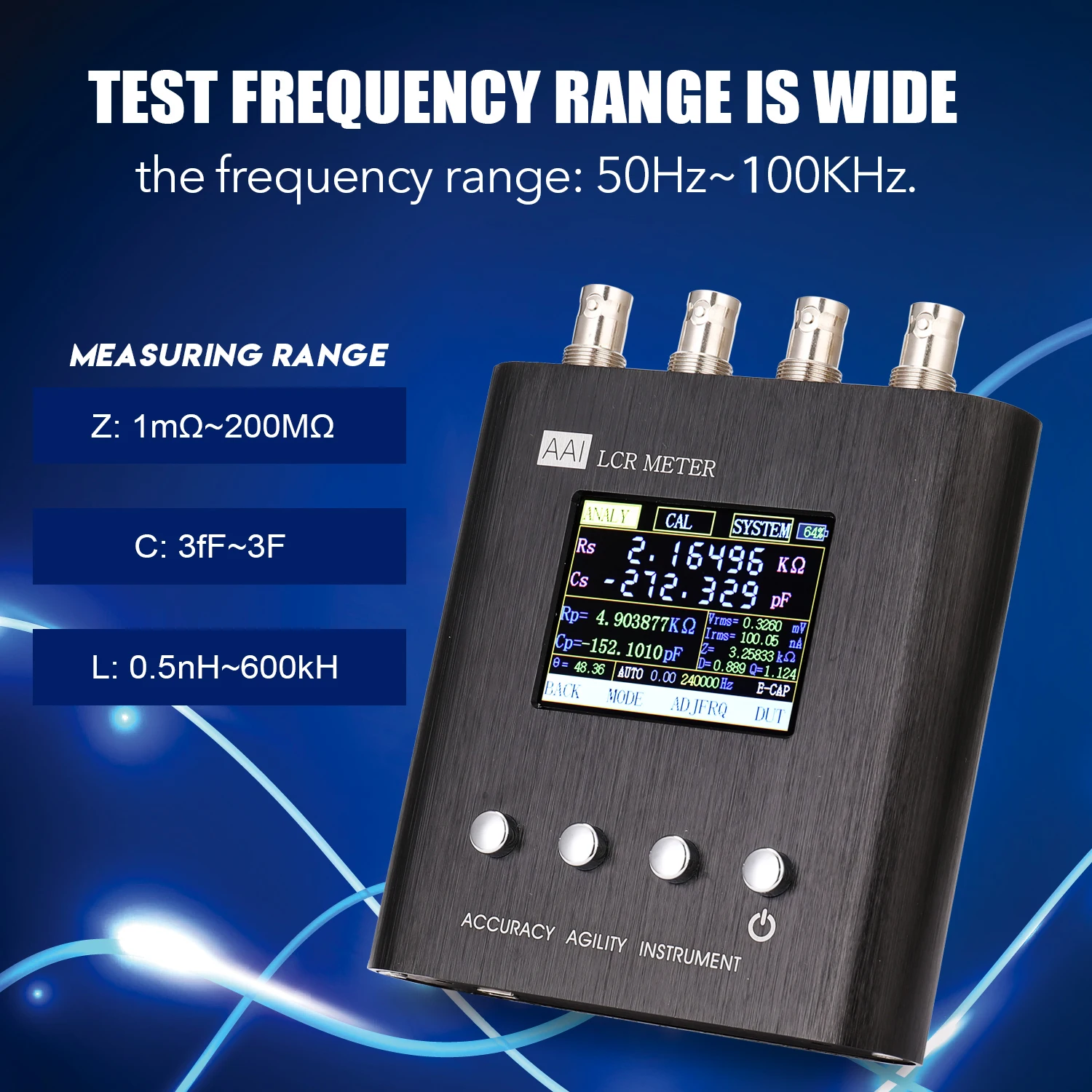 Portable LCR Meter Digital Bridge Impedance Tester Multifunction