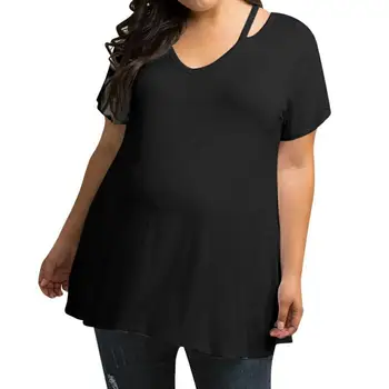 

T-shirt women 2020 solid color strapless pregnant clothes V-neck T-shirt tops maternity clothing loose casual cotton T-shirt New