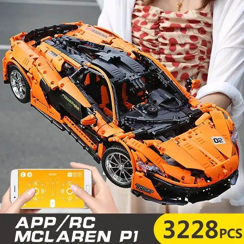 

Motorized Technic Car Compatible With MOC-16915 McLaren P1 Motor Function Car Building Blocks Bricks Kids Christmas Toys