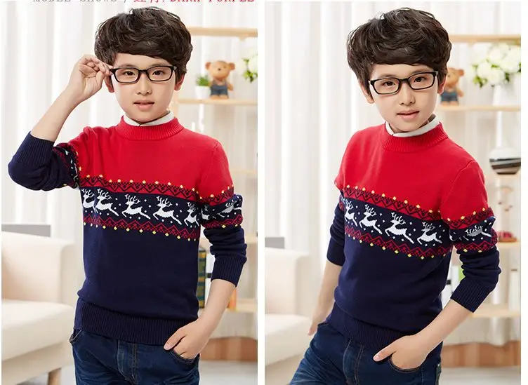 Winter Boys Sweaters Long Sleeve Sweater For Kids Thicken Sweater With Deer Knit Girls Cardigan Children Pullover 3-12T