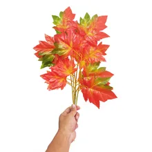 Многоцветные Искусственные Шелковые кленовые листья для дома, свадебного торжества, Декор, осень, яркий цветок, листья, Декор