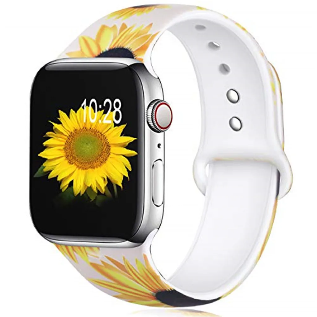 Yayuu сатиновая юбка-американка с принтом спортивные силиконовые полосы для Apple Wacth серии 4/3/2/1 совместимый ремень неувядающий сменный ремешок