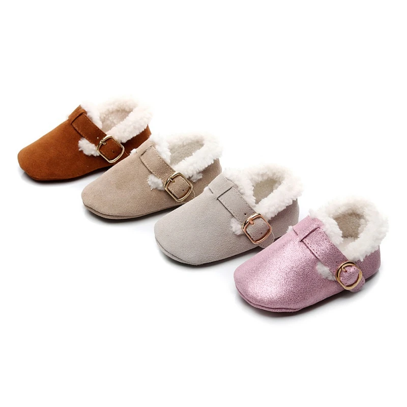 Обувь для маленьких мальчиков и девочек зимние теплые для детей, первые ходунки, мягкая подошва для малышей, нескользящая обувь, детская хлопковая обувь для кроватки 0-24 месяцев