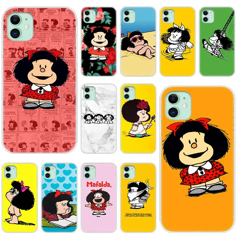Популярный мягкий силиконовый прозрачный чехол Mafalda для Apple iPhone 11 Pro XS Max X XR 6 6s 7 8 Plus