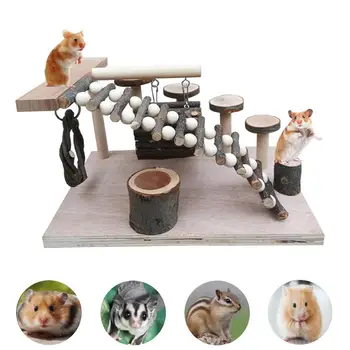 

Small Pet Hamster Toys Ladder Apple Wood Hamster Stairs Step Fitness Exercise Toy Hammock Playground Small Pet House Feeder