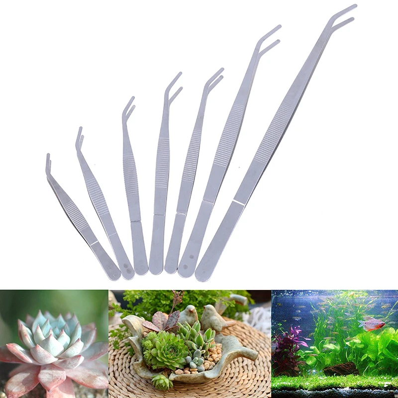 Tweezer Tool 1PC 12.5cm/14cm/16cm/18cm/20cm/25cm/30cm Stainless Steel Elbow Tweezers Aquarium Clear Clip Medical Repair Tools