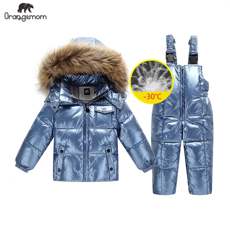 

2019 orangemom Russia winter jacket for girls boys coats & outerwear , warm duck down kids boy clothes shiny parka ski snowsuit