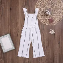 Детские летние штаны для девочек; хлопковые Эластичные подтяжки в полоску для малышей; комбинезоны; брюки; одежда для девочки