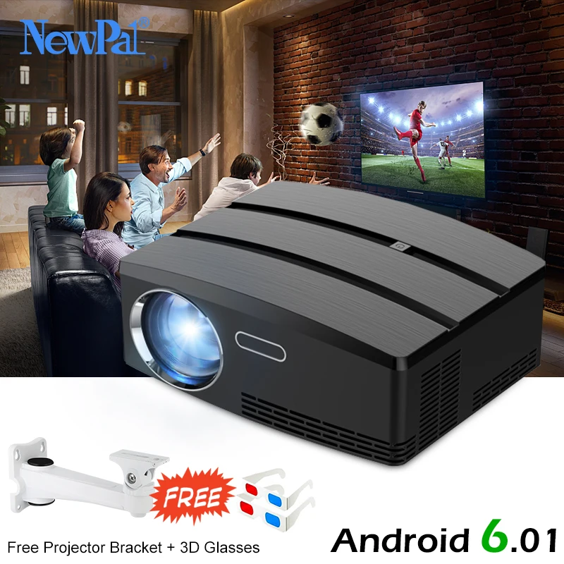Newpal проектор GP80 Mini Проекторы Android 6 01 4K / 2K WIFI Bluetooth Simplebeamer Поддержка HDMI DLNA Miracast LED