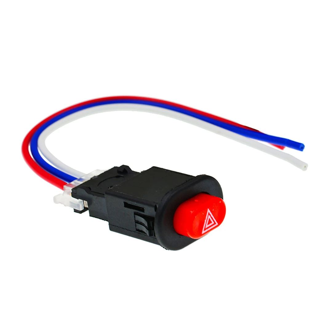 Double Flash Warning Emergency Lamp Jump Button Switch 3 Wires Built-in Lock