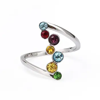 

Creative Jewelry Exquisite Women 925 Sterling Silver Rings Multi-color Cubic Zirconia Crystal Delicate Wedding Finger Rings