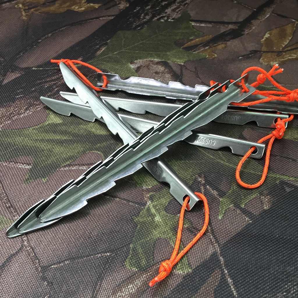 5 Pieces Outdoor Tent Stakes Pegs Triangular V Shape for Camping Trip Gardening